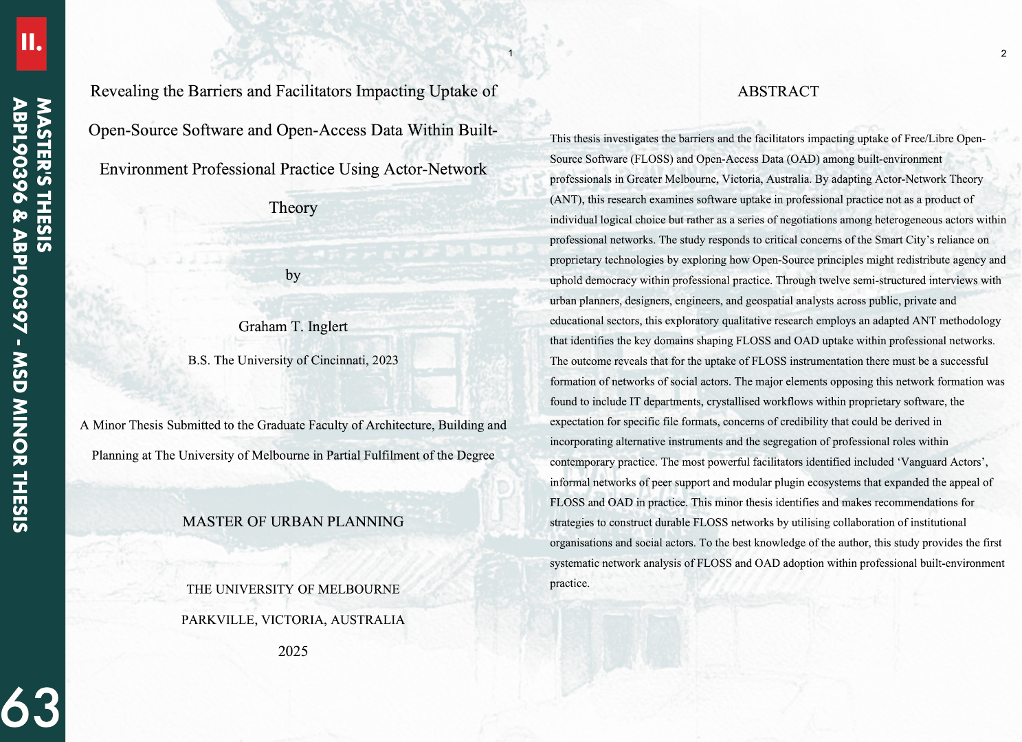 Portfolio page of Master's thesis